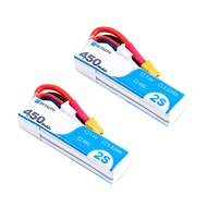 BETAFPV 2pcs 450mAh 7.4V 45C 2S Lipo Battery with XT30 Plug for 2S RC Brushless Whoop Drone Quadcopt