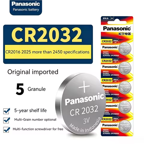 5-100PCS CR2032 3V Battery Panasonic for Hearing Aid, Glucose Monitor, LED Light, Electronics