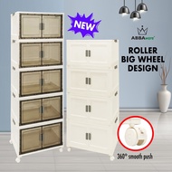 ABBAware L52 -70cm (1-5 Layers) Foldable Storage Cabinet with Roller 2 Doors/ Stackable wardrobe org