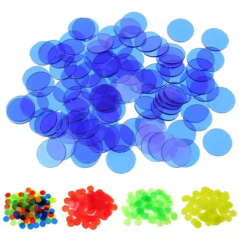 100 Pieces Transparent Bingo Chips Color Chips Supplies for Bingo Games,