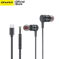 Awei PC-11T In-Ear Type-C Earbuds HiFi Stereo with Built-in Mic Explosive Bass Noise Isolation Earphone