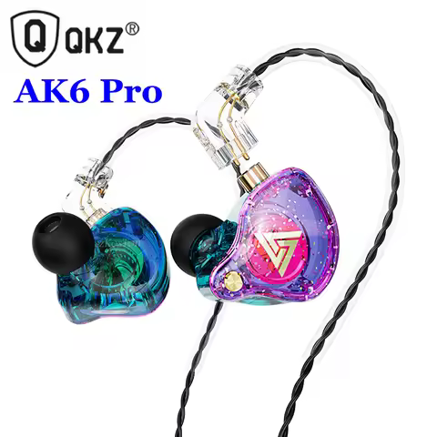QKZ AK6 Pro Detachable Wired Headphones with Microphone Copper Driver HiFi Earphone Musician Audio R