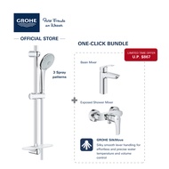 GROHE Eurosmart Shower Set &amp; Basin Mixer Bundle (with M-size Tap)