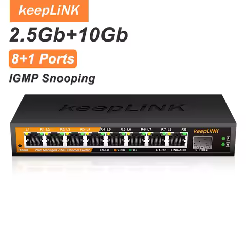 KeepLiNK KP-9000-9XHML-X 9-Port Web-Managed Network Switch | 8 x 2.5Gb RJ45+ 1 x 10Gb SFP+ for Uplin
