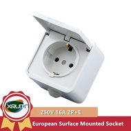 European 2P+E 16A 250V IP44 EU outdoor power socket black white German Waterproof socket Germany cab
