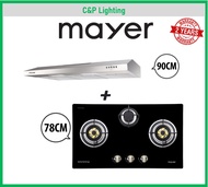 (Bundle) Mayer 78cm 3 Burner Glass Hob + 90cm Stainless Steel Cooker Hood MMGH773HI + MMSL901SM