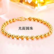 Vietnam Sand Gold Necklace Men Women Solid Glossy Round Bead Chain Couple Gold-Plated Necklace Frosted Thick Gold Transfer Bead Necklace 5.7