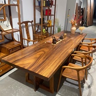 North American black walnut solid wood large tea table, natural wood island table, dining table and 