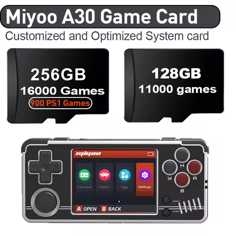 Miyoo A30 Handheld Game Card built-in 16000+ Games 50+ Emulators for PS1/MAME/NDS/PSP/SS Game Card T