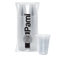 PAMI 7oz Clear Plastic Cups [Pack of 100] - Disposable Drinking Glasses Bulk - BPA-Free Party Cups F