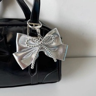Korean Ins Style Silver Bow Keychain Pendant Retro Y2k Niche Sweet Cool Bag Charm Versatile Keychain