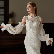DO Bridal Sheer Bishop Sleeve for Bride False Sleeve Tulle Sleeve Decorative Cover