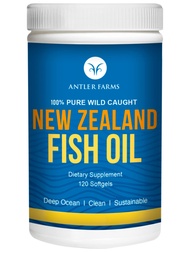 100% Pure Wild Caught New Zealand Fish Oil from Deep Ocean, Cold Water Fish, 120 Softgels - Clean, F