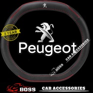 Peugeot 2008 3008 5008 208 308 408 508 LEATHER Steering Cover Wheel Cover Protection Garnish Boss Ca