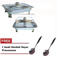 Yvette-Wadah Saji-Prasmanan Set- 2 Set Nampan Penyaji Full Kaca + 2 Pcs sendok Sayur