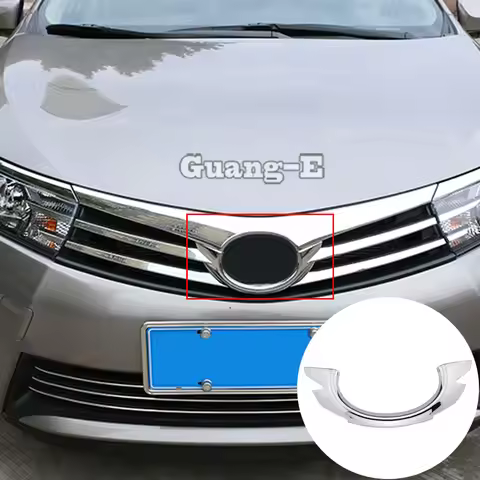 For Toyota Corolla Altis 2014 2015 2016 Car Cover Detector ABS Chrome Trim Front Mark Logo Grid Gril