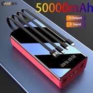 50000mAh PowerBank with Cables For iPhone 40000mAh External Battery Powerbank For Xiaomi Portable Po