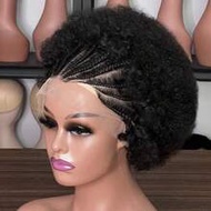 Afro Kinky Curly Braided Wig 13x4 Lace Frontal Remy Human Hair High Quality Comfortable Soft Natural