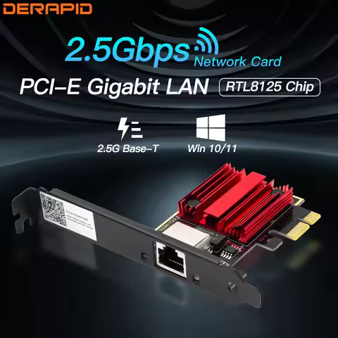 2.5G PCI-E To RJ45 Network Card RTL8125B Chip 100/1000Mbps 2.5Gbps PCIE X1 Ethernet Wired LAN Contro