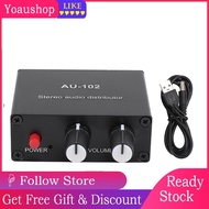 Yoaushop 2 Channel Sound Amplifier 1 Input Output 3.5mm Independent Control Stereo Distributor Preamplifier