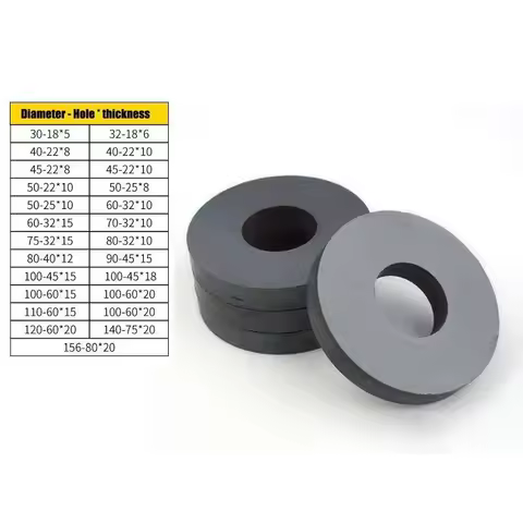 40x8 50x10 60x10 70x10 80x10100x15mm Black Circular Ring Magnet Ferrite Magnets with Hole Speaker Ma