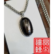 [Jinglai Run] Gold Luck Stone Pendant 8.4g 28.5mm * 15.4mm With White Steel Chain Purple Silver Wire