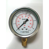[Demo Unit] Vetrix Oil Filled Bottom Pressure Gauge VPG-25-BM-1/4NPT-(0 To 10 BAR/PSI) 63mm SS304,  