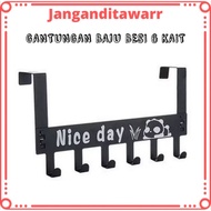 GANTUNGAN Nice 6-Hook Clothes Hanger Full IronDAY, Premium Thick Iron Door Clothes Hanger