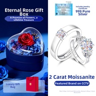 East Beauty | 999 Silver Wedding Engagement Ring 2 Carat Moissanite