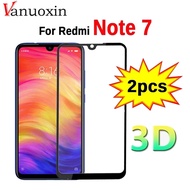 2ชิ้นกระจก3D บนกระจกนิรภัยป้องกัน7 Redmi Note เหมาะสำหรับ Xiaomi Redmi 7 Note 7 6.3 "ป้องกันหน้าจอขนาดนิ้ว