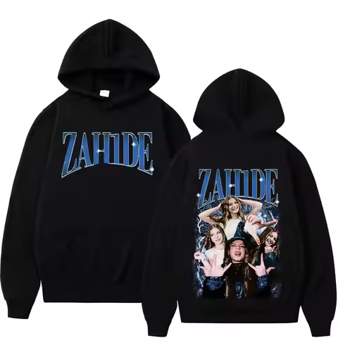 Zahide Merch Double-sided Print Hoodies Men Women Fashion Hip Hop Pullover Casual Fleece Oversized V