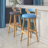 Backrest Light Luxury Stool Bar Retro Milk Tea Shop Front Stage High Feet Household Nordic Bar Chair