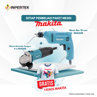 Paket Mesin Bor Tangan 10mm M0600B MAKITA Bor Besi Kayu + Gerinda Tangan 4 in M0900B Angel Grinder G