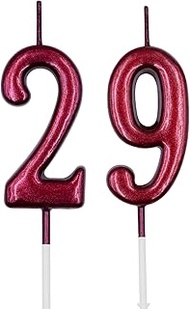 29th & 92nd Birthday Candles, Red Number 29 92 Candle for Cake, Happy Birthday Cake Topper Decoratio