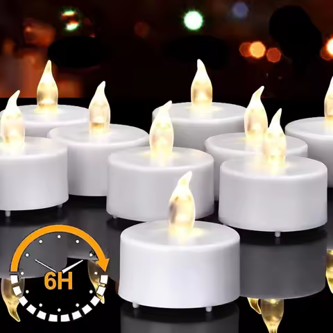Flameless Flickering LED Tea Lights with Timer 6 Hours On & 18 Hours Off in 24Hours Cycle Automatica