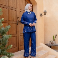 Kamima - Caseira Series - Velin Top & Lora Pants in Shappire | One-set premium patterned pants