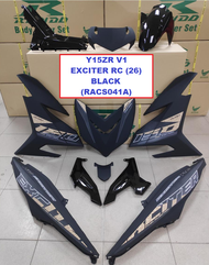 COVERSET Y15ZR V1- EXCITER RC (26) BLACK RAPIDO BODY COVER SET YAMAHA YSUKU Y15 MOTOR ACCESSORIES WARNA HITAM MATTE GOLD (RACS041A)