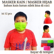 MASKER KAIN 12 PCS / MASKER HIJAB / ALAT PELINDUNG DARI DEBU DAN VIRUS TOKO KHENZA STORE