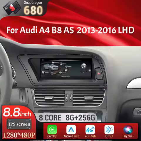 8.8 inch Left Hand Drive Android 13 For Audi A4 B8 A5 2013-2016 Car Radio Wireless Carplay Qualcomm 
