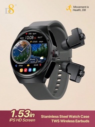 D8 Smart Watch With Earbuds For Men Women, 1.53" HD Touch Screen, 9D Sound Effects, 100+ Fitness & S