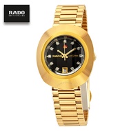 Velashop นาฬิกาข้อมือสุภาพสตรี Rado Diastar Automatic 11 พลอย สายทอง รุ่น R12416613 (หน้าปัดดำ)