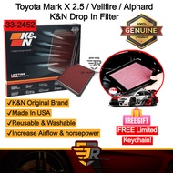 K&N Washable Drop In Replacement Air Filter Mark X Vellfire Alphard IS250 Penapis Udara Car Intake P