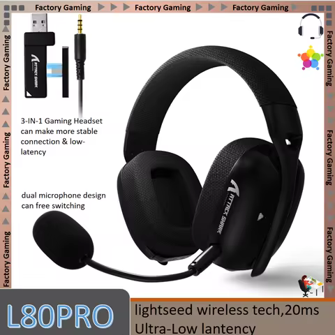 ATTACK SHARK L80PRO 3-IN-1 Gaming Headset can make more stable connection & low-latency,dual microph