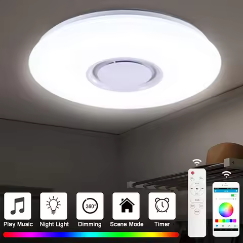 LED Ceiling Light RGB Home Decoration Light APP Control Bluetooth Smart Lamp Dimmable with Speaker R