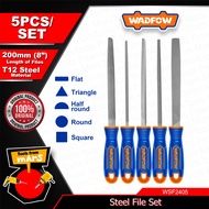 WADFOW 5PCS 8" Inch Steel File Set Metalworking Filing Sharpening Shaping Tool WSF2405-TFM-WHT