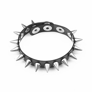 Silver Alloy Cone Spike Rivets Black Translucent Soft Plastic Punk Narrow Bracelet Men Women Bracele