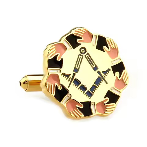 Mens Jewelry Gold Color Masonic Cuff links Top quality Stainless Steel Lodge Cufflinks of Freemasonr