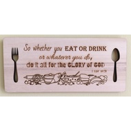 Food Restaurant Wood Christian Christmas Gift Birthday Decor Wall Art Table Bible Verse Laser Engrav