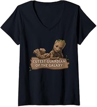 Womens Marvel Studios I Am Groot Cutest Guardian Of The Galaxy V-Neck T-Shirt