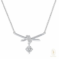 Shine & Co. Aurelia Lucky Knot Necklace-Premium Moissanite-White Gold Plated